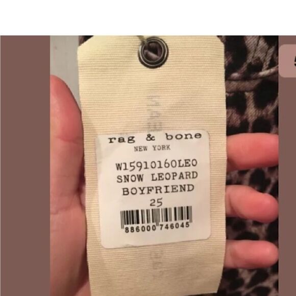 Rag & Bone Boyfriend Mid Rise Leopard Jeans Size 25 NWT - Picture 13 of 15